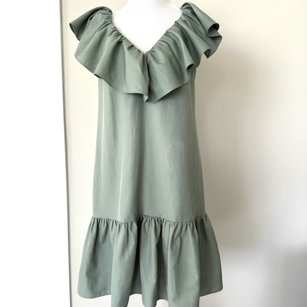 Rebecca Taylor Ruffle Linen-Cotton Dress